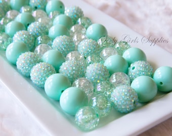 Mint Green Bubblegum Bead Mix.. 20mm and 16mm mixed sizes... Big Chunky Beads Wholesale.. Wedding Beads. Kid Craft..