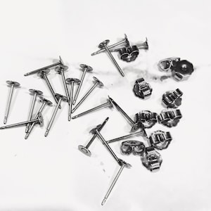 4mm Titanium Grade 1 Earring Posts.. Hypoallergenic.. Made in USA.. With or Without Backs.. Blank Stud Post.. Sensitive Ears.. Nickel Free..