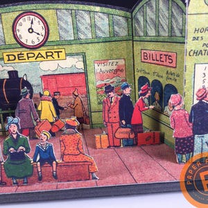 TAQUILLA DE ESTACIÓN Modelo de papel recortable 3D vintage francés imprimible A4 Descargar