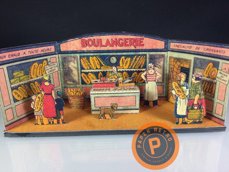 BAKERY Diorama Vintage French Cut Out Paper Model Boulangerie ...