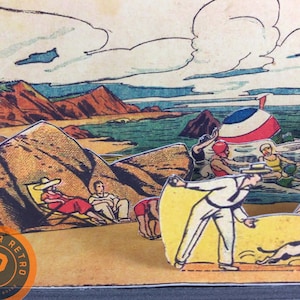 Diorama BEACH Vintage French Cut Out Paper Modello 3D Stampabile A4 Scarica