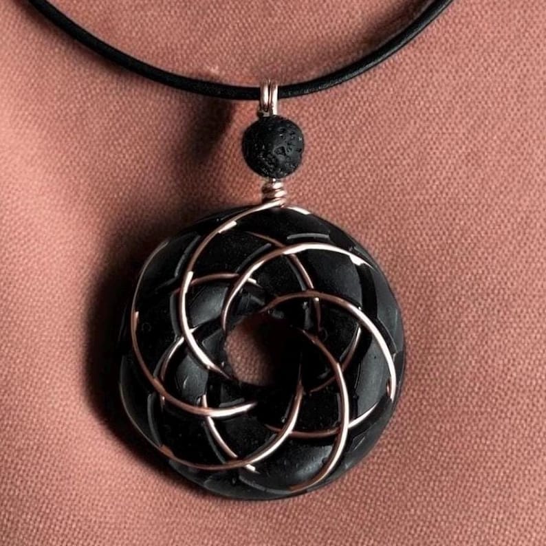 Torus Orgonite Rodin Coil Pendant: Shungite & Crystal Vortex Necklace image 1