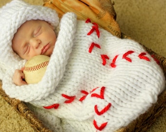 Knit Baseball Cocoon and Hat - Pattern