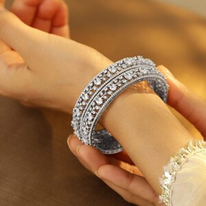 Elegant Rhodium Plated Bangles for Festive Looks