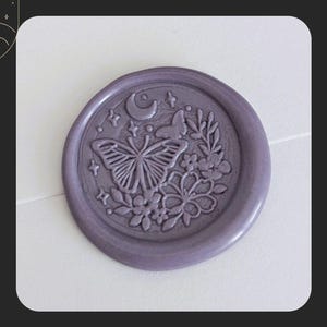 Celestial Butterfly Wax Seal Sticker | Handmade Moon & Floral Envelope Seal | Fantasy Wax Sticker for Journaling, Book Club, and Letters
