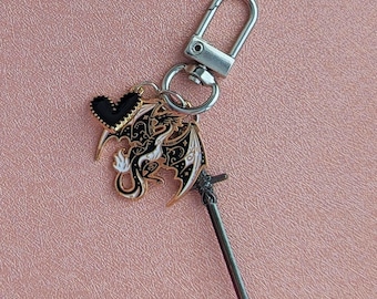 Portachiavi Romantasy Fourth Wing Mini Planner Charm • Accessorio per Kindle ed e-reader ispirato ai draghi