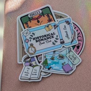 Historical Romance Book Lover 5 Sticker Pack | Waterproof, Dishwasher Safe