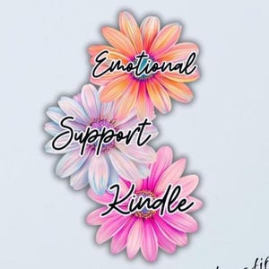 Pegatina de vinilo hecha a mano para Kindle con diseño floral de apoyo emocional, laminada, brillante, holográfica o mate, con estética de flores de libros.