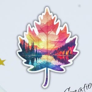 Sticker feuille d'érable canadien en vinyle, forêt, paysage d'automne, parfait pour les agendas, les amateurs de randonnée, les journaux, les amoureux de la nature et les cadeaux