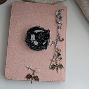 Moon and Dragons Acrylic Kindle Grip. Handmade by Angie's Creations.