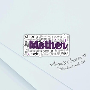 Autocollant en vinyle fait main affirmations de mère | Holographique, mat ou laminé brillant | Cadeau inspirant, aimé, positif, maman, future maman