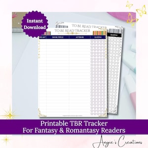 Printable TBR Tracker | Gold Accented Reading List PDF | Book Log for Readers | Bookish Planner Page | Digital Download