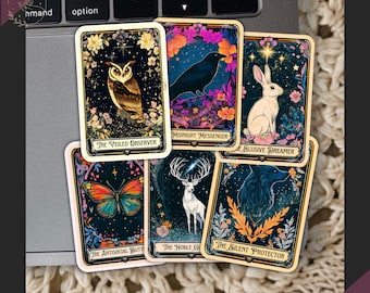 Lot d'autocollants pour deck de cartes de tarot | Plusieurs tailles, fait main, créatures mystiques
