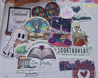 Lot d'autocollants romantiques Kindle Refresh | Fait main, journal, agenda, cadeau Bookstagram, pack scrapbooking
