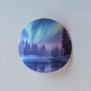 Northern Lights, Aurora Borealis Scenery Handmade Vinyl Sticker | Beautiful Night Landscape | Nature Enthusiasts, Fantasy Bookish Love Gift