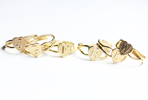Heart Initial Ring, Initial Ring, Monogram Ring, … - image 1