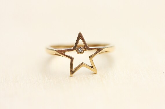 Star Ring Gold, Gold Star Ring, 14K Star Ring, Go… - image 5