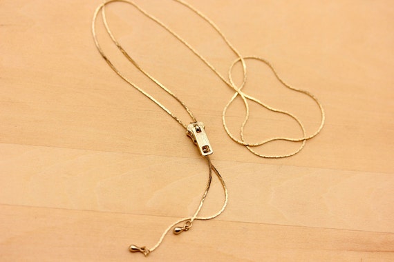 Zipper Necklace, Gold Zipper Necklace, Zipper Bolo Necklace, Gold Chain Necklace, Gold Lariat Necklace, Zipper, Bolo Necklace