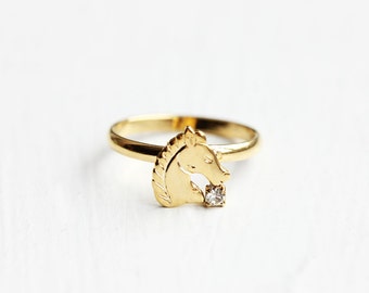 Gold Horse Ring, Horse Ring, Adjustable Gold Ring, Small Gold Ring, Horse Head Ring, Vintage Gold Ring, Vintage Horse Ring, Old Stock Ring