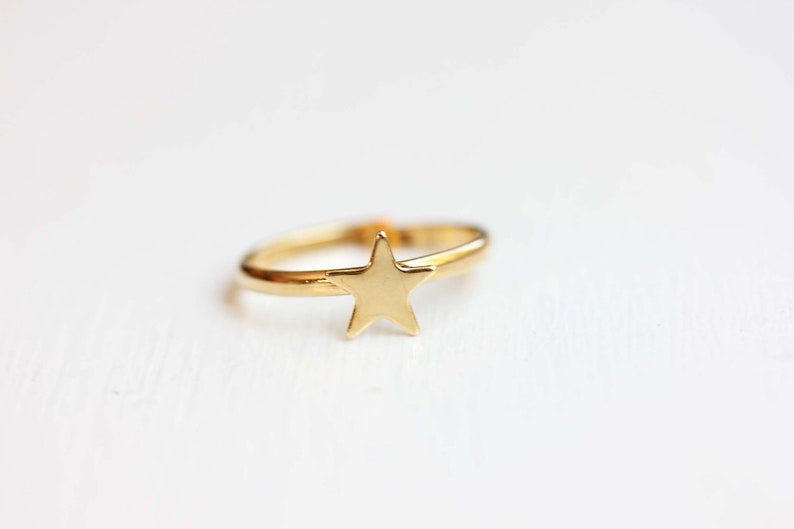 Star Ring Gold, Delicate Star Ring, Adjustable Star Ring, Vintage Star Ring, Gold Star Ring, Small Gold Star Ring, Star Shaped Ring image 2