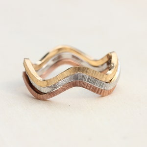 Ensemble d’anneaux d’empilage, ensemble de 3 anneaux, anneau de puzzle, anneaux de superposition, ensemble d’anneaux, anneaux tricolores, anneaux en métal mixte, anneaux d’empilage, anneaux, bande