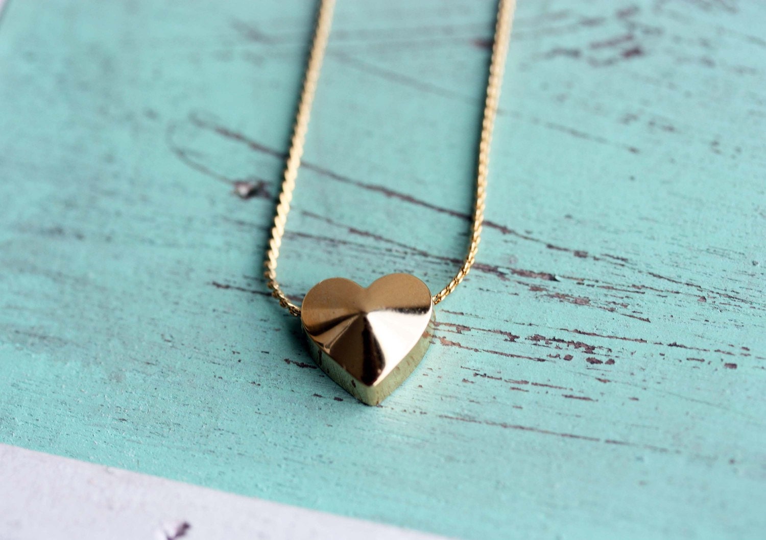 Heart Necklace Gold, Heart Necklace, Vintage Heart Necklace