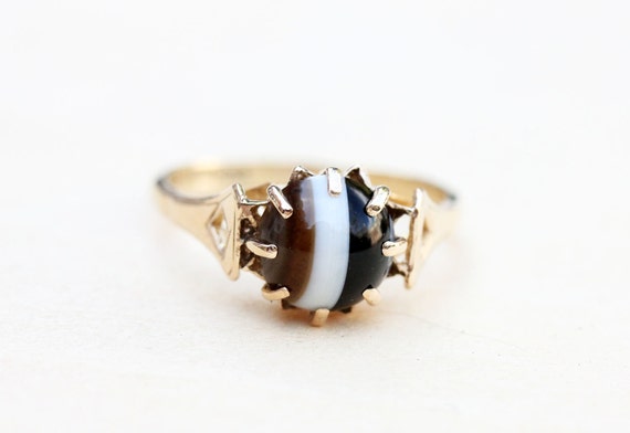 Gold Agate Ring, Agate Ring, Gold Ring, Gold Ston… - image 1