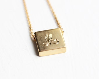 Gold Initial Necklace, Square Initial Necklace, Cursive Initial Necklace, Initial Necklace, Letter Necklace, A,B,C,E,F,G,H,J,L,M,N,R,S,T