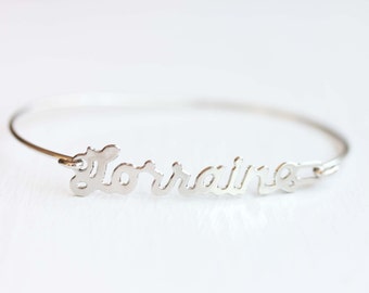 Lorraine Name Bracelet Silver, Name Bracelet, Vintage Name Bracelet Silver, Vintage Name Bracelet, Silver Bracelet, Vintage Bracelet