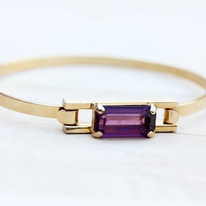 Crystal Bar Bracelet, Purple Bracelet, Purple Gold Bracelet, Gold Bar Bracelet, Bar Bracelet, Gold Hook Bracelet, Gold Crystal Bracelet