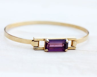 Crystal Bar Bracelet, Purple Bracelet, Purple Gold Bracelet, Gold Bar Bracelet, Bar Bracelet, Gold Hook Bracelet, Gold Crystal Bracelet