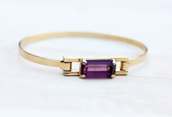 Crystal Bar Bracelet, Purple Bracelet, Purple Gold Bracelet, Gold Bar Bracelet, Bar Bracelet, Gold Hook Bracelet, Gold Crystal Bracelet