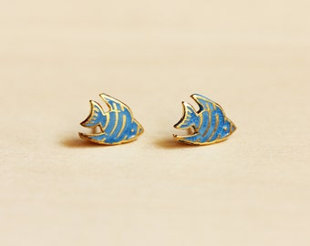 Blue Fish Studs, Fish Studs, Tropical Fish Studs, Tropical Earrings, Fish Earrings, Beach Studs, Vacation Earrings, Animal Studs, Blue Studs