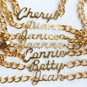 Chain Name Bracelet, Name Bracelet, Gold Chain Bracelet, Gold Name Bracelet, Gold Bracelet, Vintage Name Bracelet, Name Plate Bracelet