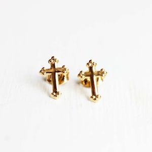 Gold Cross Studs, Cross Studs, Religious Studs, Cross Shaped Studs, Cross Earrings, Small Cross Studs, Communion Studs, Christian Earrings