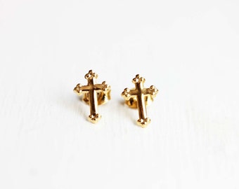 Gold Cross Studs, Cross Studs, Religious Studs, Cross Shaped Studs, Cross Earrings, Small Cross Studs, Communion Studs, Christian Earrings