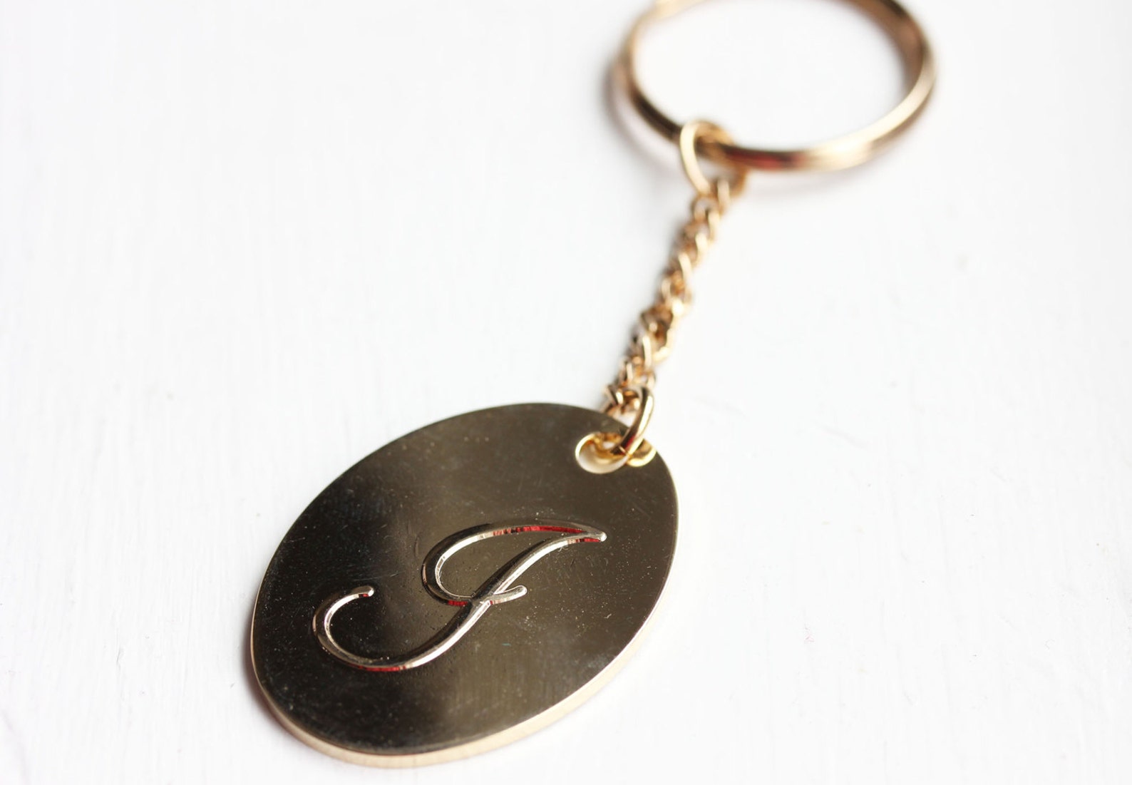 Keychain Cursive Keychain Initial Gold, Letter Cursive Keychain, Retro Hotel Keychain ...