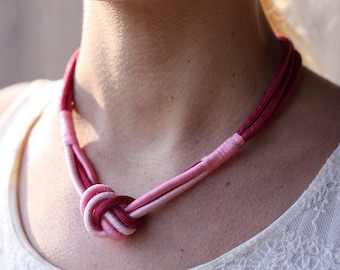 Rope Knot Necklace - Pink