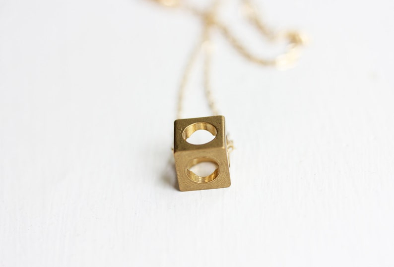 Brass Cube Necklace image 1