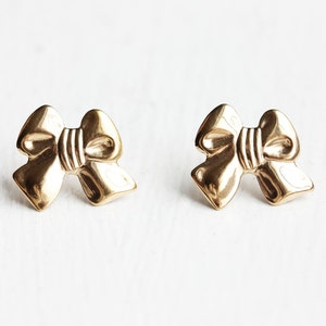 Gold Bow Studs, Bow Studs, Bow Earrings, Gold Earrings, Gold Studs, Bow Shape Studs, Ribbon Studs, Stud Earrings image 2