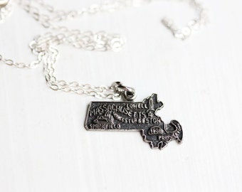 State Charm Necklace - Massachusetts