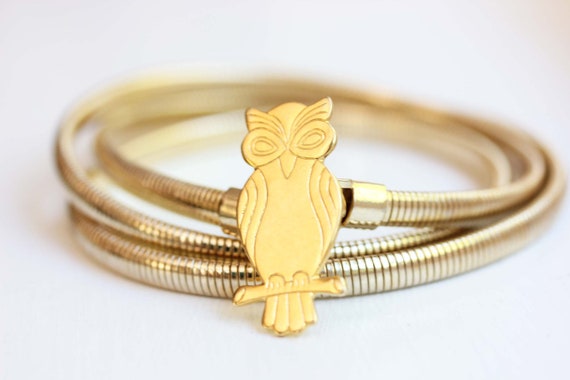 Owl Belt, Owl, Coil Belt, Gold Vintage Belt, Vint… - image 1