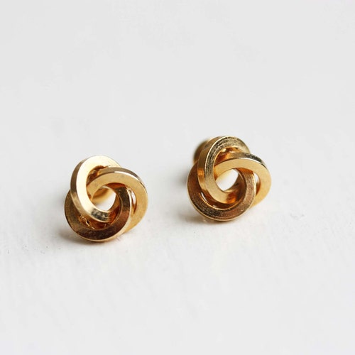 Knot Studs Gold Silver, Vintage Knot Studs, Love Knot Studs, Gold Knot Studs, Silver Knot Studs, Round Knot Studs, Gold Stud Earrings, Studs