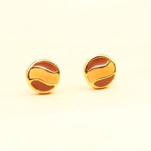 Orange Stripe Dot Studs, Round Studs, Enamel Studs, Orange Studs, Dot Studs, Small Round Studs