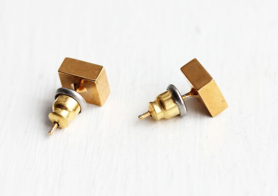 Intial Gold Studs, Square Initial Studs, Engraved… - image 3