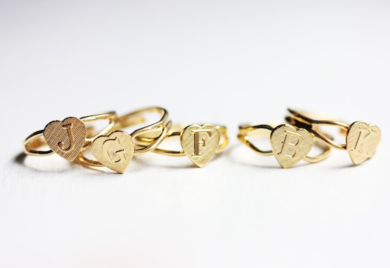 Heart Initial Ring, Initial Ring, Monogram Ring, … - image 2