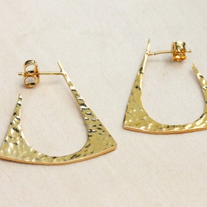 Geometric Hoop Earrings Gold, Triangle Hoops Gold, Unique Hoops, Retro Hoops, Deco Hoops, Hoop Earrings Gold, Dangle Earrings Gold image 3