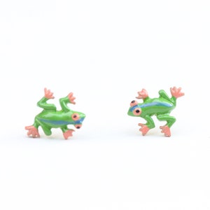 Frog Studs, Frog Earrings, Tiny Animal Studs, Tiny Animal Earrings image 1