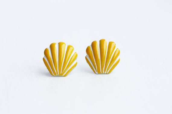 Seashell Studs, Enamel Shell Studs, Enamel Studs,… - image 4