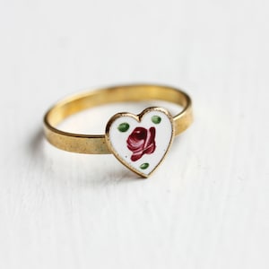Heart Ring, Guilloche Ring, Flower Heart Ring, Flower Ring, Gold Heart Ring, Rose Ring, Heart Shape Ring, Adjustable Ring, Vintage Ring